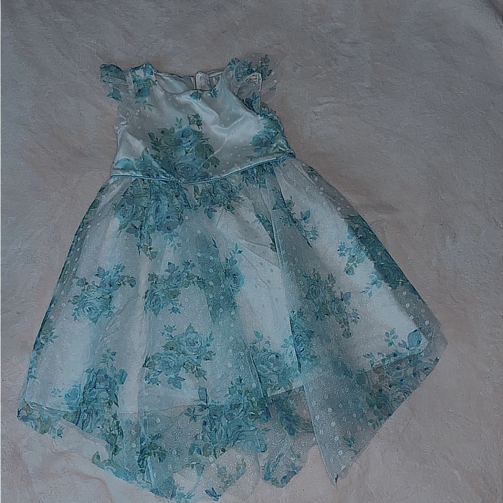 Floral Blue and White Kids Dress